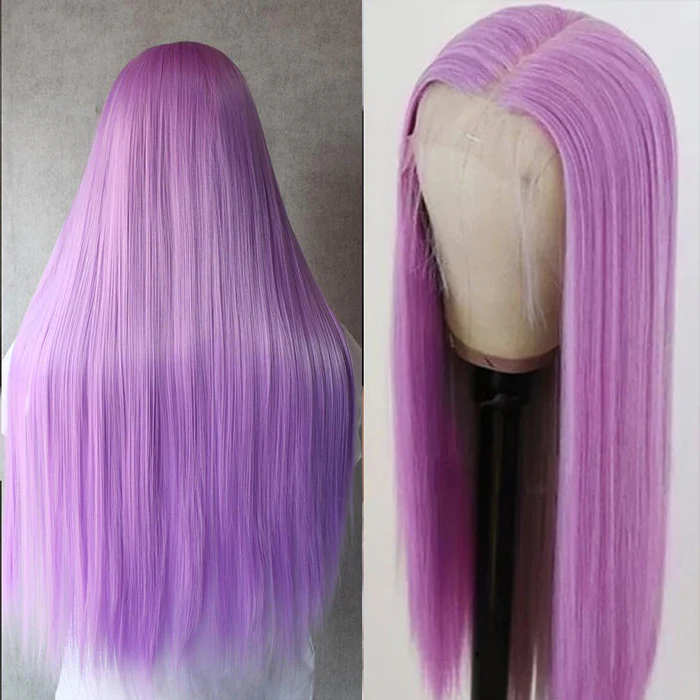Purple Straight 13x4 Pre-Plucked Lace Front Human Hair Wigs - Image 2