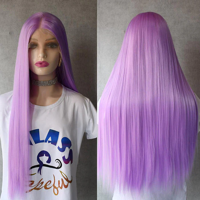 Purple Straight 13x4 Pre-Plucked Lace Front Human Hair Wigs - Image 4