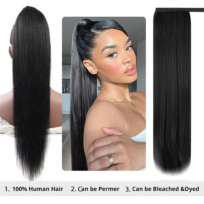 Long Straight Ponytail Human Hair Brazilian Straight Wig For Women_2_700x