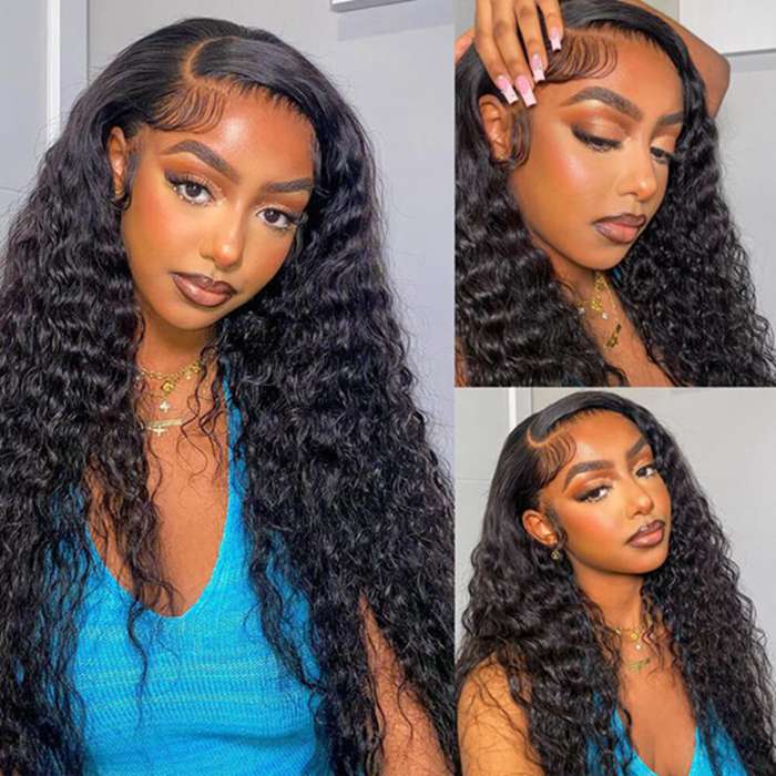 Water Wave Hair 13x4 Lace Front Wigs Glueless Transparent Lace Wig Pre plucked Hairline_8_700x