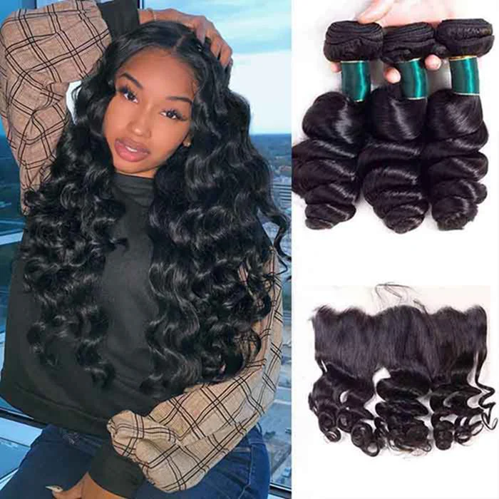 Loose Wave 3 Bundles With 13x4 Lace Frontal Human Hair_5_700x