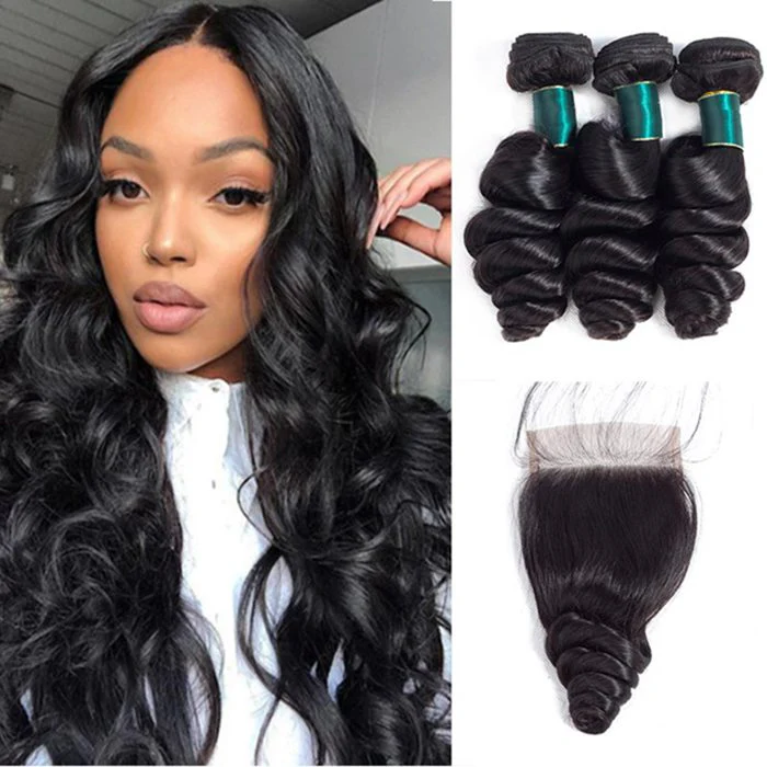 Loose Wave Hair 3 Bundles With 4x4 Lace Closure Best Virgin Human Hair_2_700x