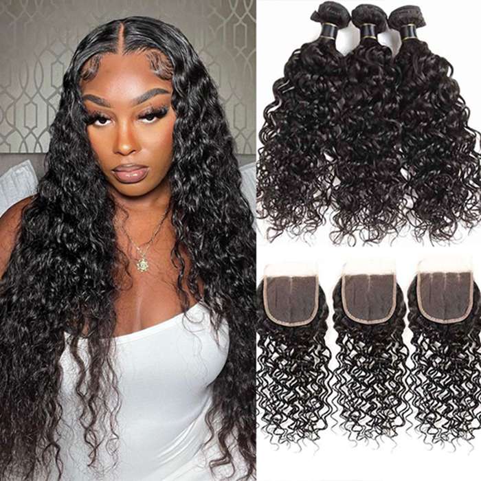 Virgin Water Wave Hair 3 Bundles With Closure High Quality 100_ Unprocessed Human Hair Bundles With Closure_5_700x
